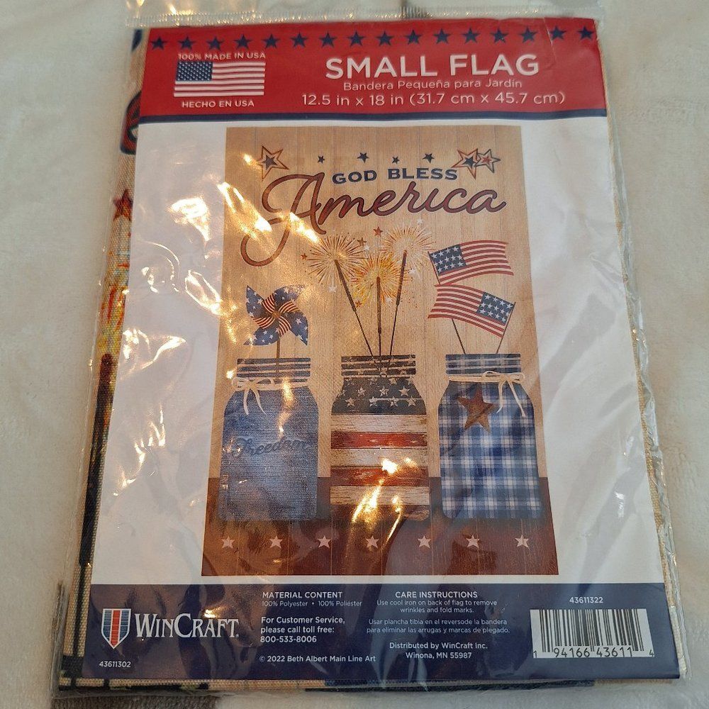 Wincraft Small Garden Patriotic Flag 12.5"‎ x 18" God Bless America Made In USA